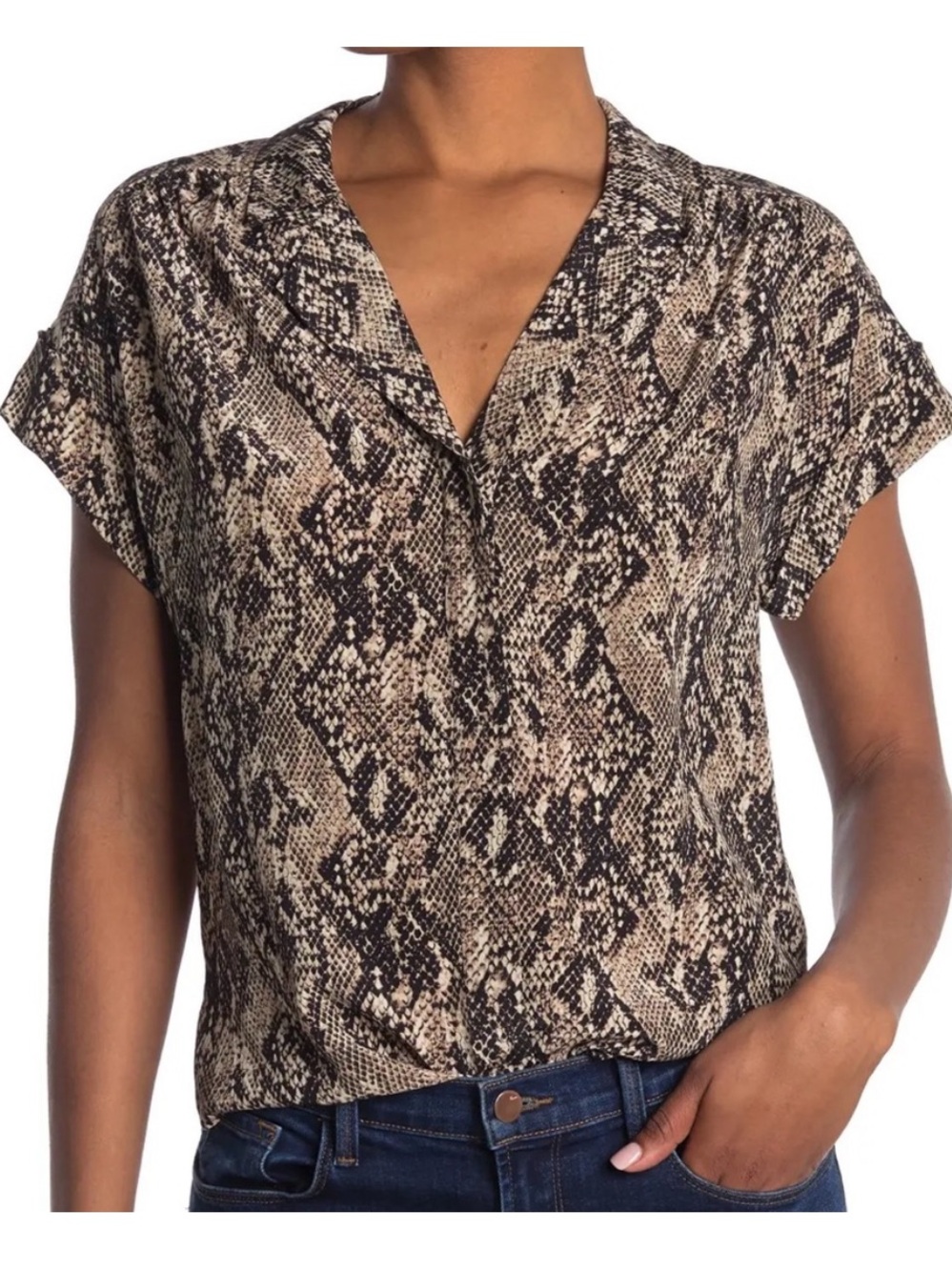 Veronica Beard Merci Python Blouse 100% Silk